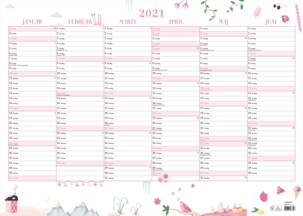 Vægkalender annies 2021 70 x 50 cm Mayland