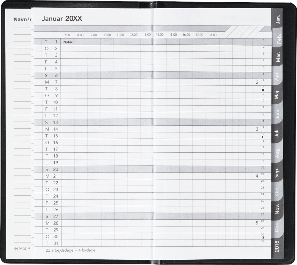 Basic måned pp sort 2021 9 x 17 cm Mayland