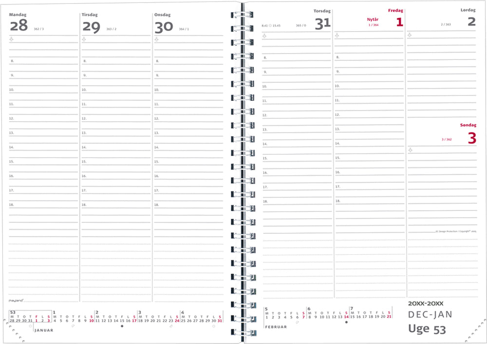 Ugekalender A5 skind sort 2021 Mayland