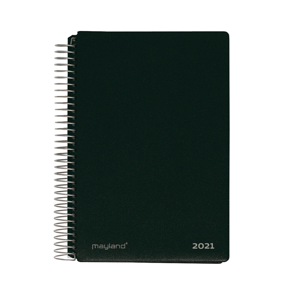 Spiralkalender 2 dage sort pp 2021 12 x 17cm Mayland