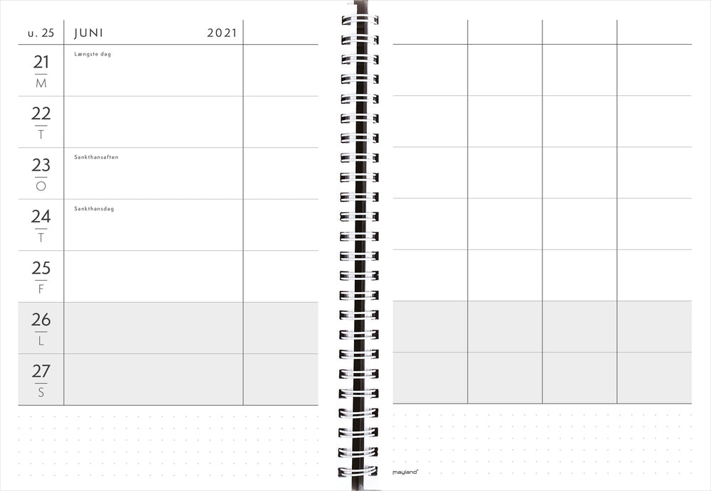 Familiekalender A5 tekstilpræg 2021 Mayland