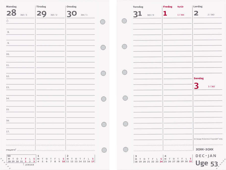 System mini ugekalender højformat refill 2021 Mayland