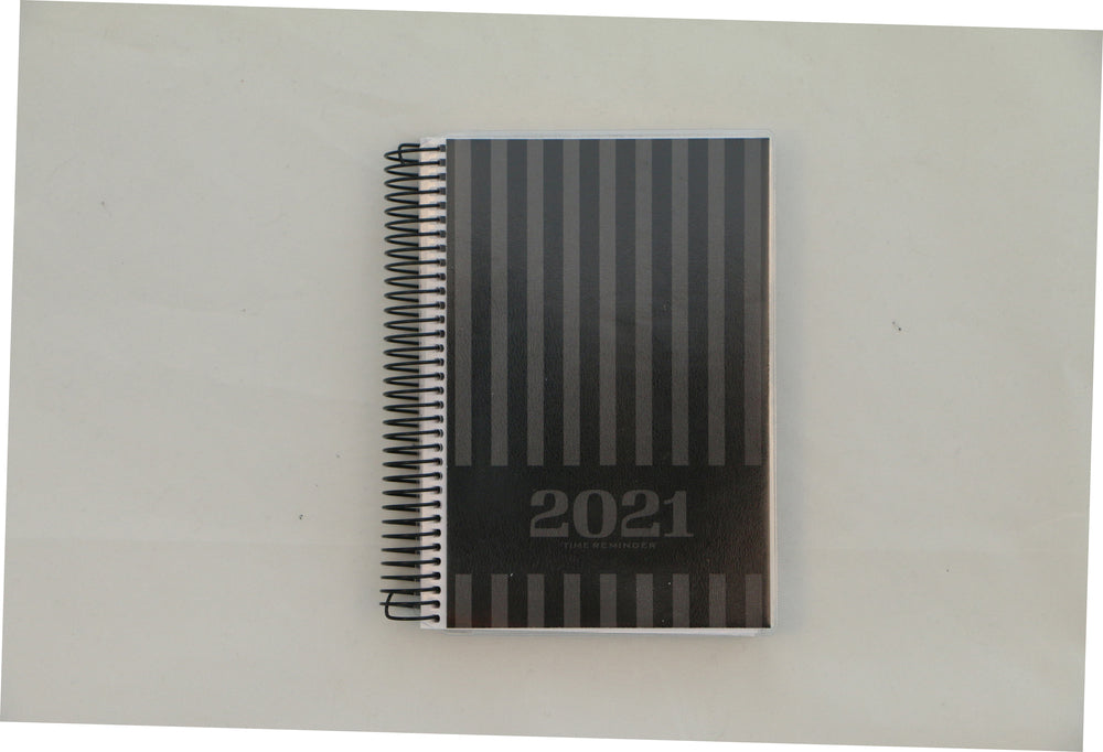 Spiralkalender 2021 classic sort/grå striber private label