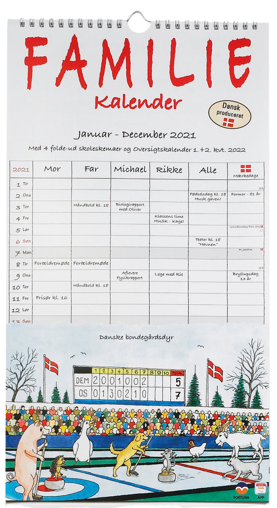 Familiekalender 2021 dyr 5 person