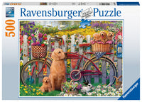Puslespil cute dogs in the garden 500 brikker