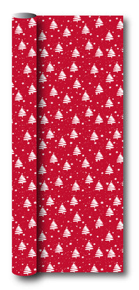 Gavepapir rød m/juletræ hvide 3 m x 70 cm