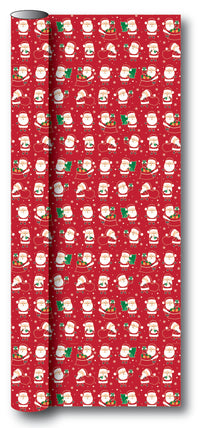 Gavepapir rød julemand/pakker/juletræ 3 m x 70 cm