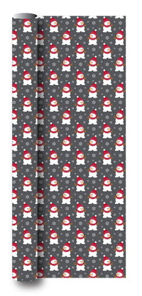 Gavepapir mørkegrå m/snemand 3 m x 70 cm