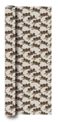 Gavepapir guld metallic kogler/grangren 3 m x 70 cm
