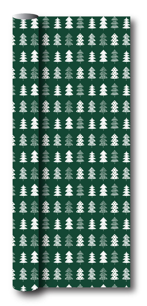 Gavepapir mørkegrøn m/juletræ  3 m x 70 cm