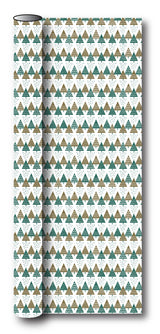 Gavepapir guld/grøn metallic m/juletræ 3 m x 70 cm