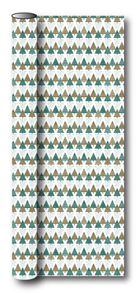 Gavepapir guld/grøn metallic m/juletræ 3 m x 70 cm