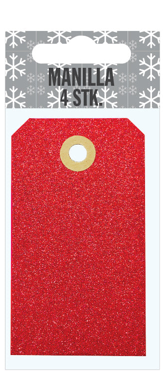 Manilla rød glitter 4 stk