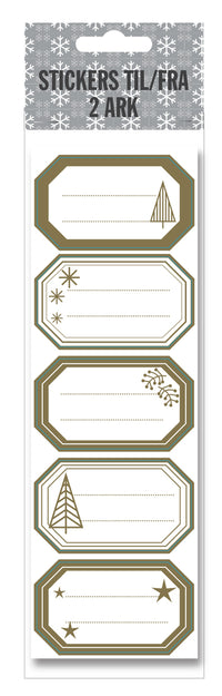 Stickers til/fra guld juletræ/stjerner/gren 2 ark
