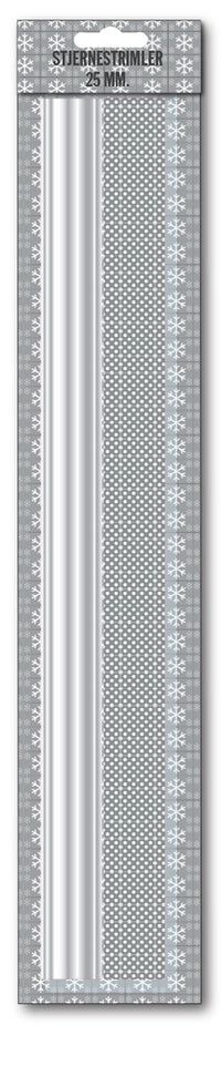 Stjernestrimler sølv glitter/metallic 25 mm 20 stk