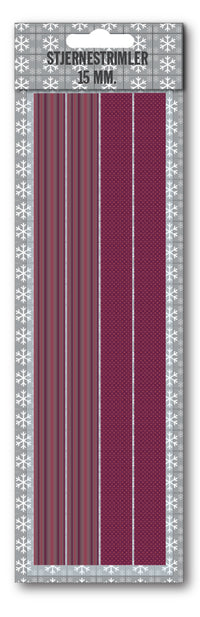 Stjernestrimler bordeaux glitter/metallic 15 mm 24 stk