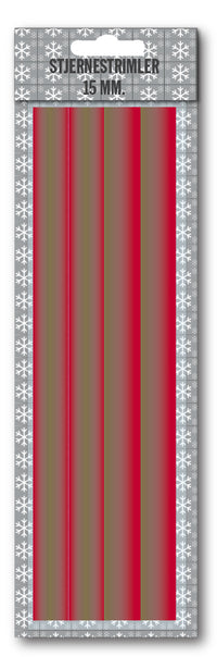 Stjernestrimler rød dipdye glitter 15 mm 16 stk