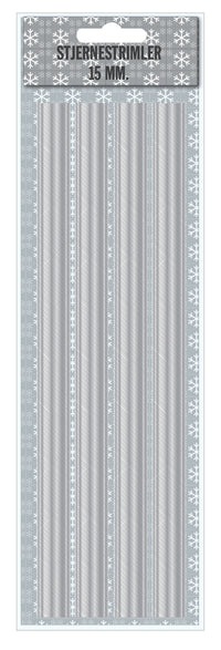 Stjernestrimler sølv brushed net 15 mm 20 stk