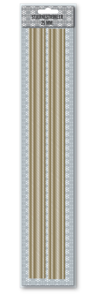 Stjernestrimler guld brushed net 25 mm 16 stk