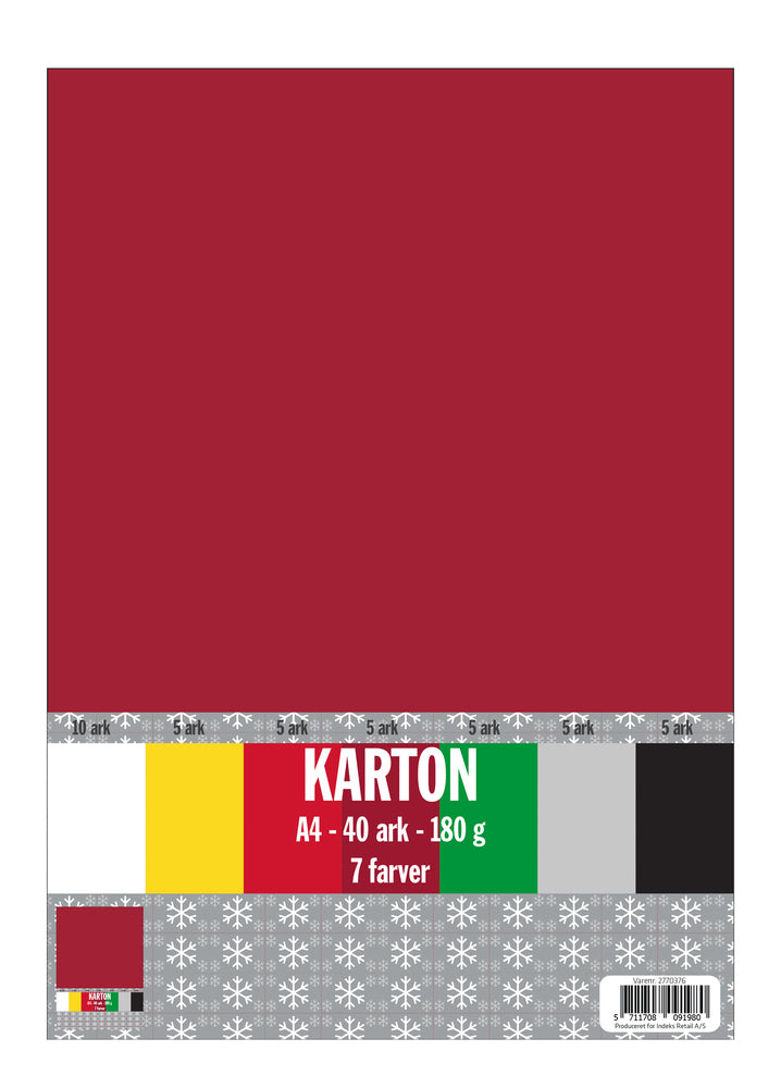 Karton A4 40 ark ass 7 farver