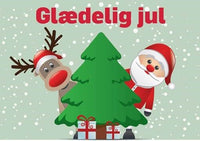 Kort 4/4 m/konvolutter julemand/rensdyr - slæde m/pakker
