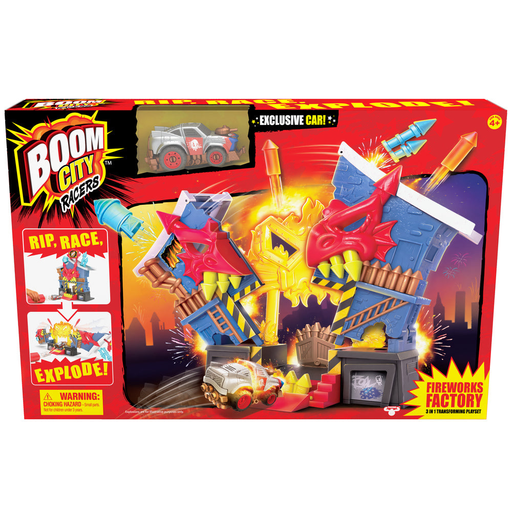 Boom city racers firework factory playset