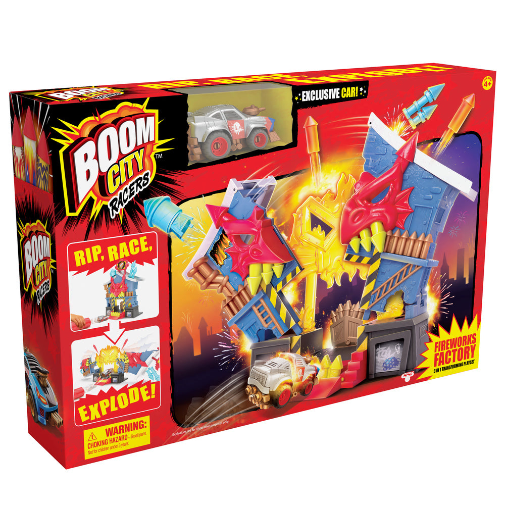 Boom city racers firework factory playset