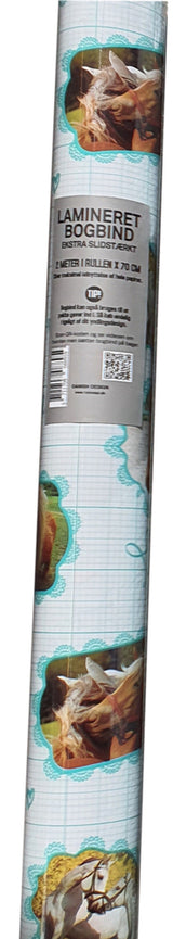 Bogbind/gavepapir lamineret 70cmx2m heste mint/hvid
