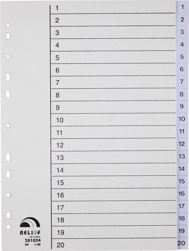 Register Relief plast 1 - 20