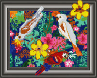 Diamond Art blomster/fugle lærred m/ramme 40x50 cm