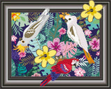 Diamond Art blomster/fugle lærred m/ramme 40x50 cm