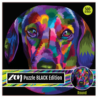 Zen puslespil black hund 500 brikker rund