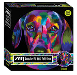 Zen puslespil black hund 500 brikker rund