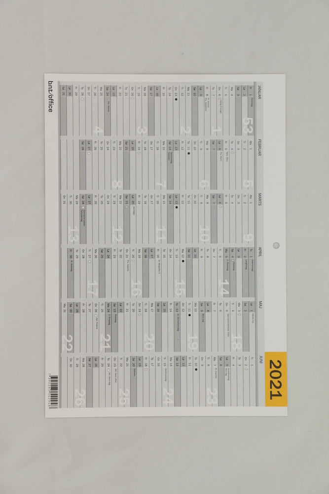 Vægkalender A4 2021 BNT