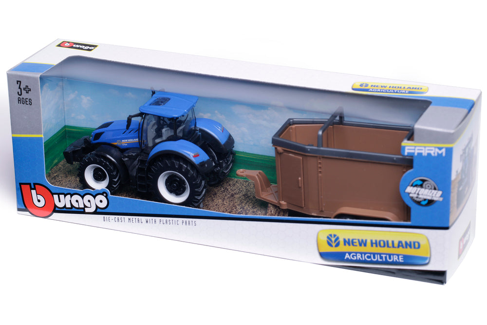 N.H. T7.615 traktor med dyrtrailer 10 cm