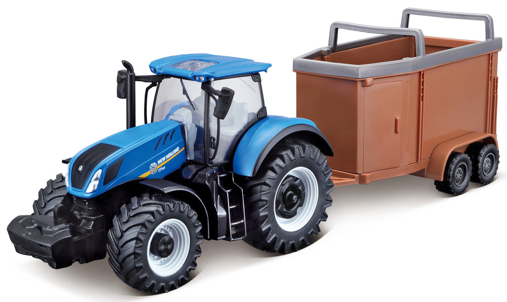 N.H. T7.615 traktor med dyrtrailer 10 cm