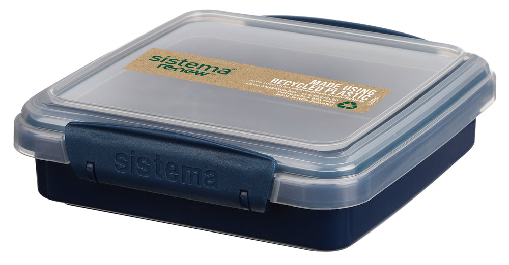 SISTEMA Renew OPBEVARING Sandwich Box 450ml. Ass blå/mint