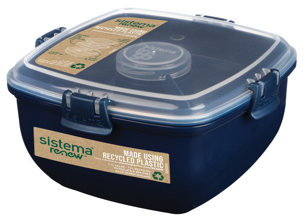 SISTEMA Renew OPBEVARING Salad 1.1L. Ass blå/mintgrøn