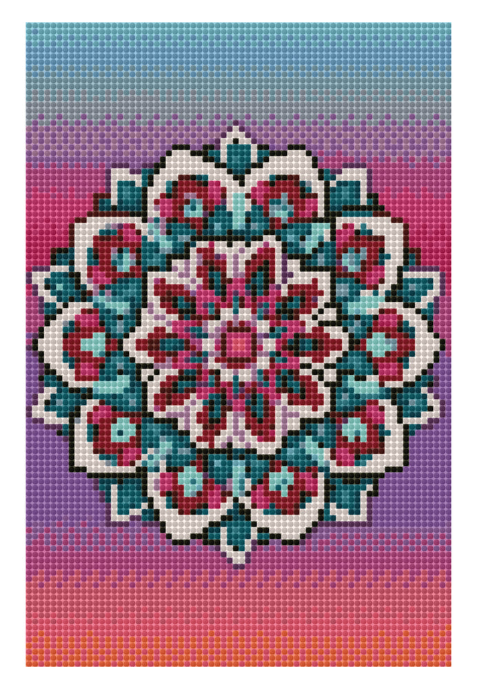 Diamond Art lærred mandala blomst rosa/grøn 20x30 cm