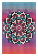 Diamond Art lærred mandala blomst rosa/grøn 20x30 cm