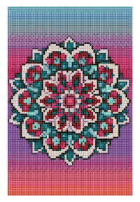 Diamond Art lærred mandala blomst rosa/grøn 20x30 cm