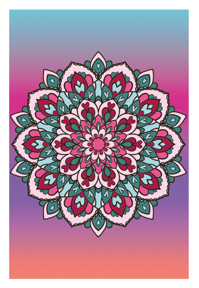 Diamond Art lærred mandala blomst rosa/grøn 20x30 cm
