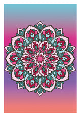Diamond Art lærred mandala blomst rosa/grøn 20x30 cm