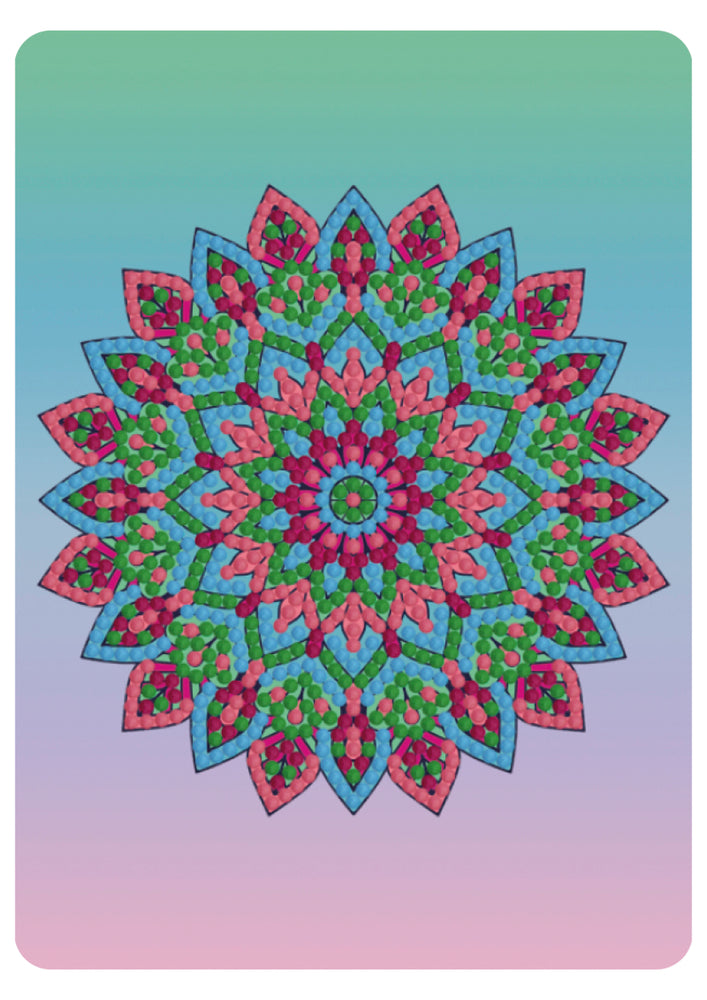 Diamond Art mandala blomst pastelfarver 13x18 cm