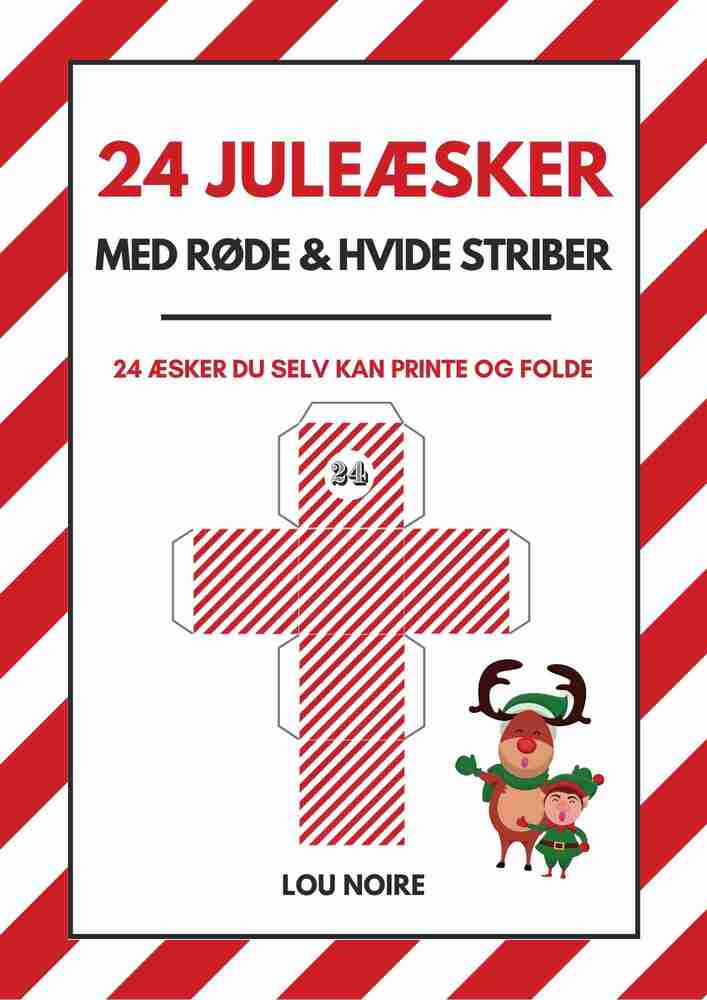 24 juleæsker - med røde & hvide striber