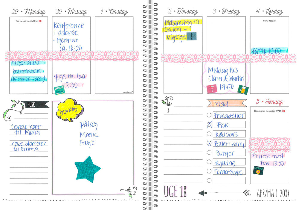 STUDIEKALENDER 21/22 MAYLAND A5 DOODLE I UGE