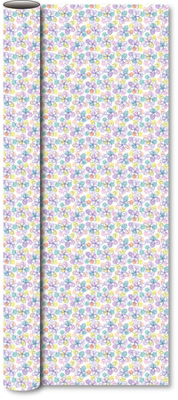 Bogbind/gavepapir blomst i pastel m/prikker 70cmx2m 80 g