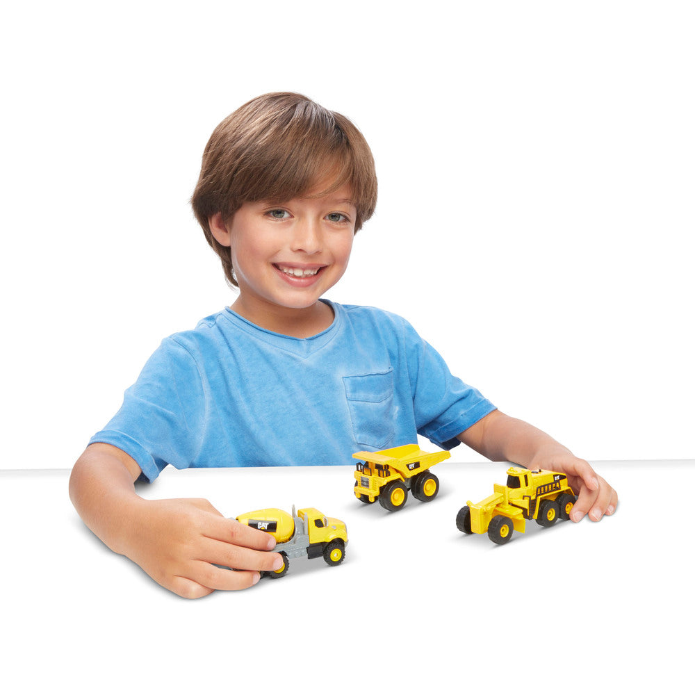 CAT Die Cast 3 Pack - Concrete Mixer, Dump Truck, & Grader.