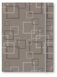 Elastikmappe A4 brun m/lak firkanter 3 brune nuancer