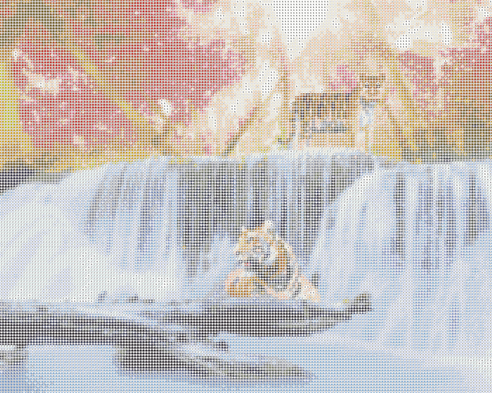 Diamond Art lærred tiger/vandfald 40 x 50 cm